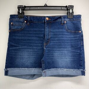 Truth + Theory size 14 Women’s Blue Denim Mid Rise Cuffed Raw Hem Jean Shorts
